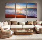 Tropical Ocean Sunset Wall Art Canvas Print, Golden Beach Horizon, Coastal Island Decor