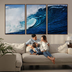 Ocean Wave at Sunset Canvas Art, Large Wall Print of Vibrant Water Waves