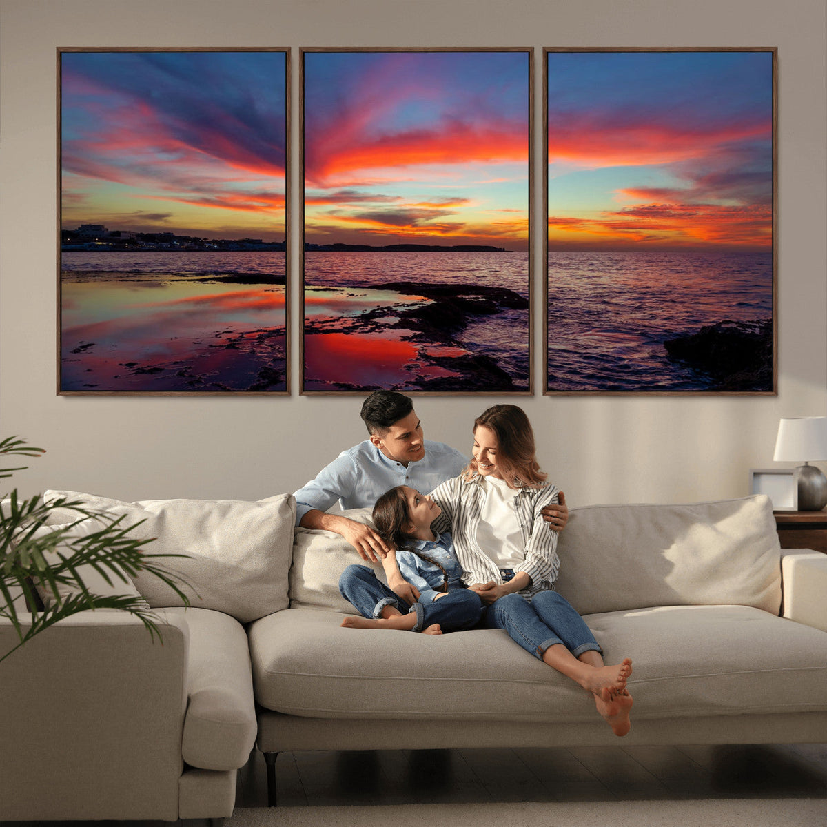 Glorious Sunset on The Beach Wall Art Canvas Print