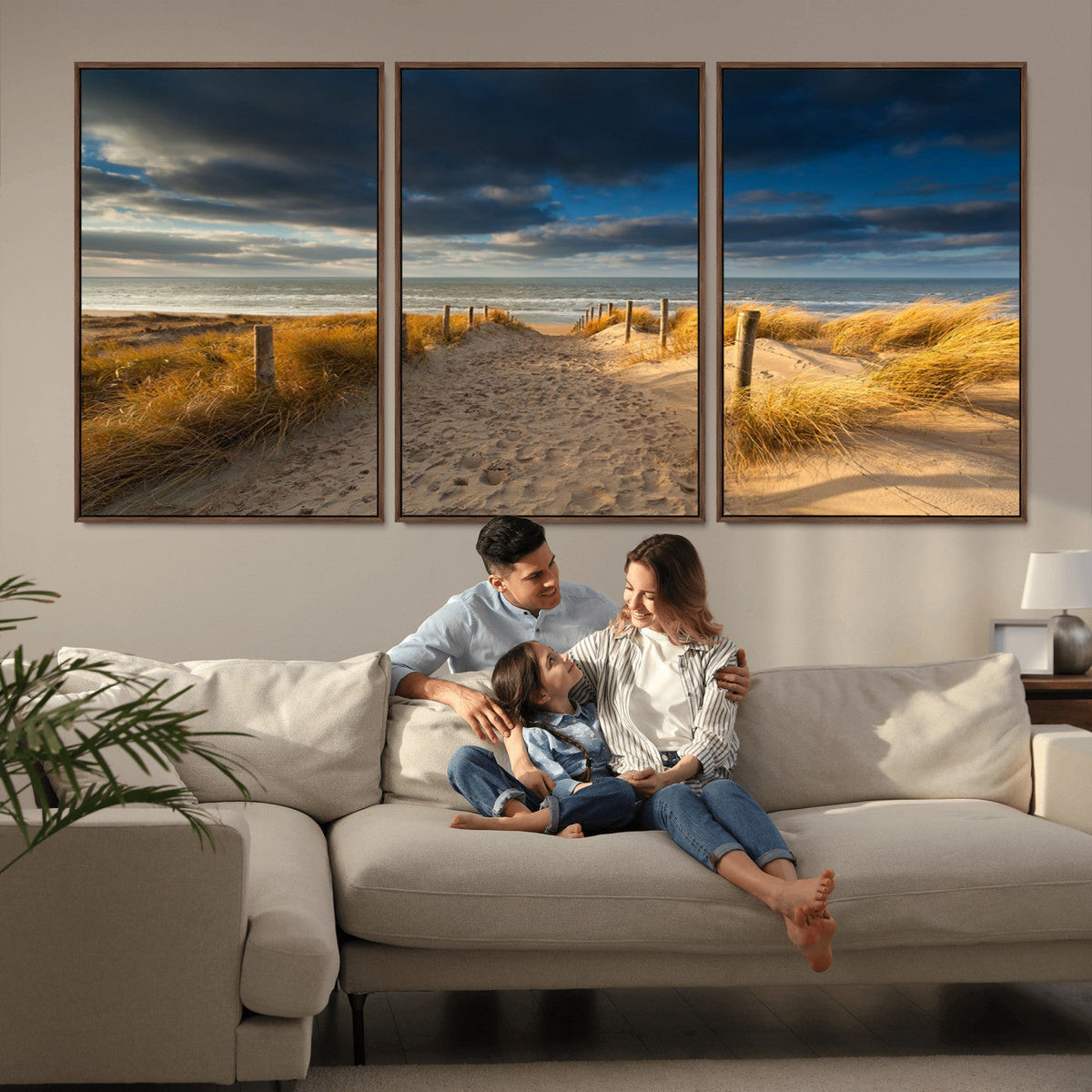 Ocean Beach Dark Clouds Wall Art Canvas Print