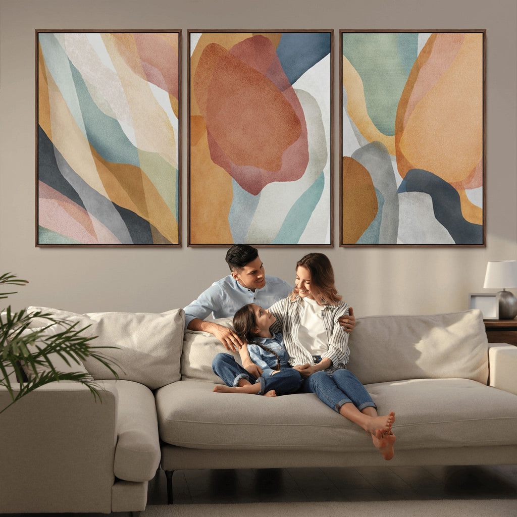 Boho Wall Art Canvas Print Set, Watercolor Boho Wall Art