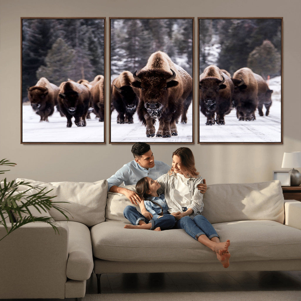 Bison Wall Art Canvas Print, Bison Herd Canvas Wall Art