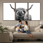 Fanny Scottish Highland Cow Cattle Art Print Farmhouse Wall Art Canvas Print