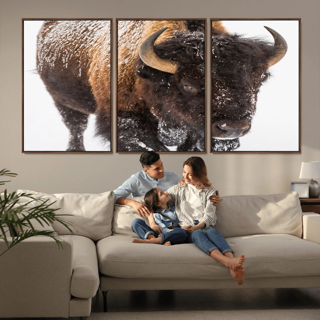 Bison Wall Art Canvas Print For Farmhouse, Wild Animal Wall Art