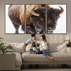 Bison Wall Art Canvas Print For Farmhouse, Wild Animal Wall Art