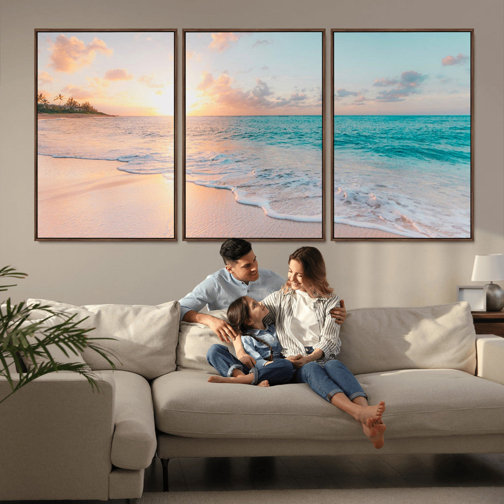 Beach Wall Art, Stunning Ocean Sunset Canvas Print with Coastal Design for Relaxing Home Decor