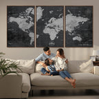 World Map Canvas Print, Detailed Map of the World Wall Art for Home or Office