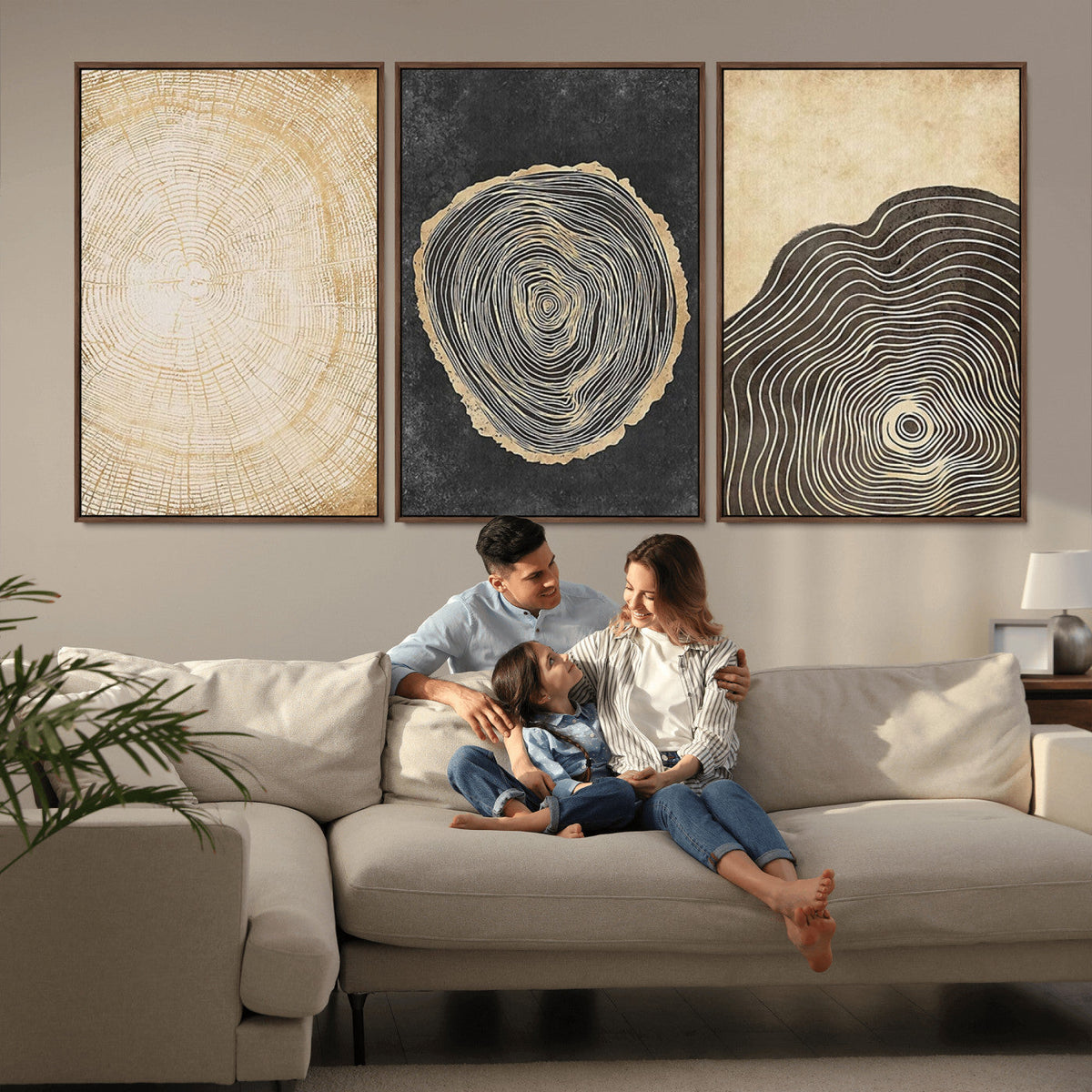 Tree Rings Canvas Wall Art Print, Minimalist Natural History in Modern Decor