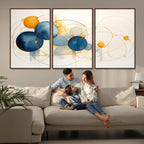 Geometric Blue Orange Abstract Wall Art Canvas, Geometric Blue Orange Canvas Print