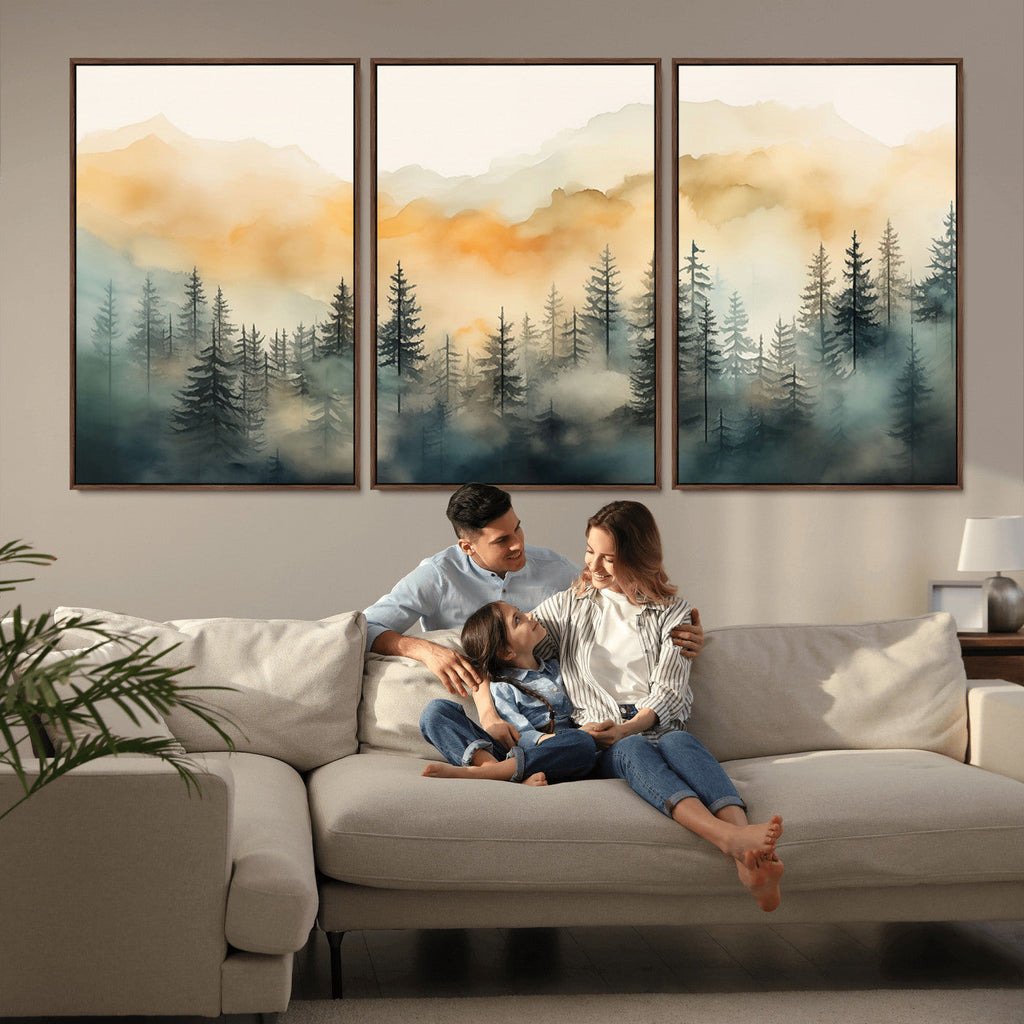 Abstract Forest Print | Mountain Wall Art | Autumn Landscape Canvas Print