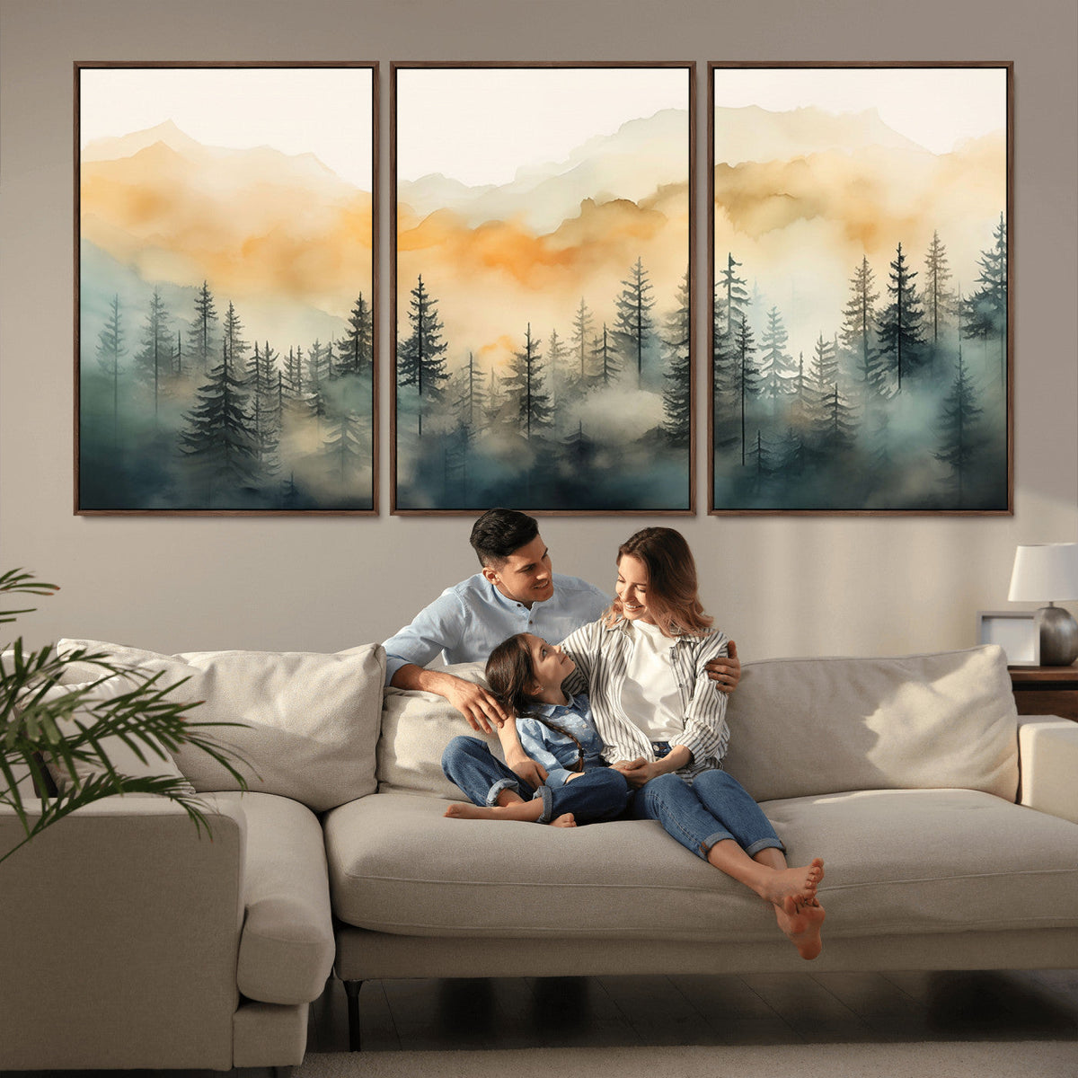Abstract Forest Print | Mountain Wall Art | Autumn Landscape Canvas Print