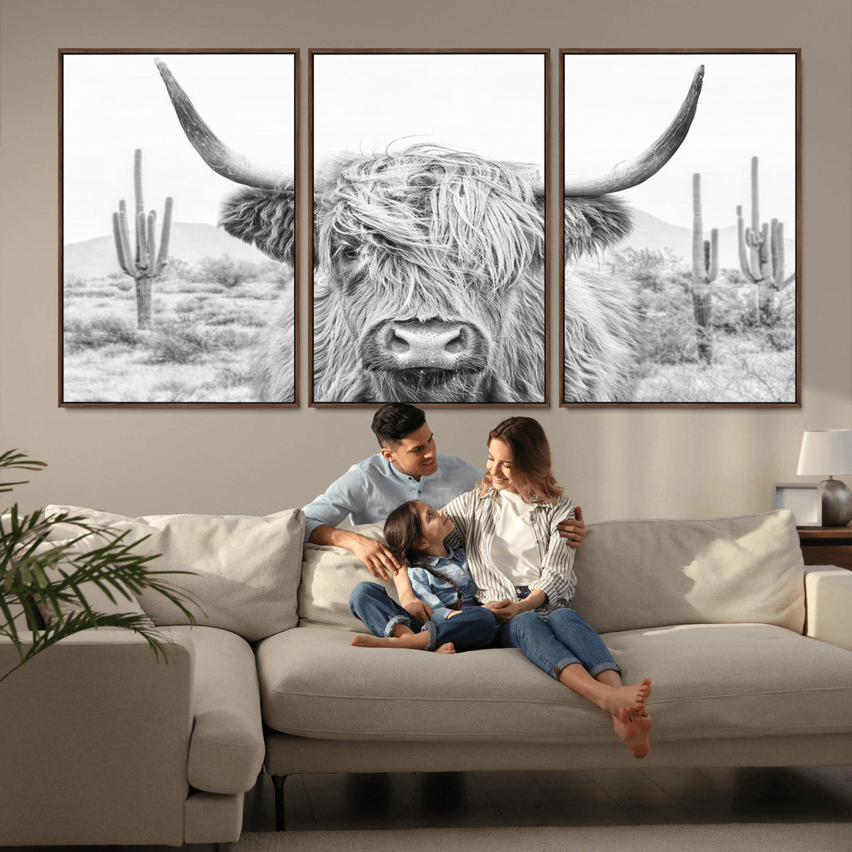Rustic Charm, Cow Longhorn Black White Bighorn Wall Art