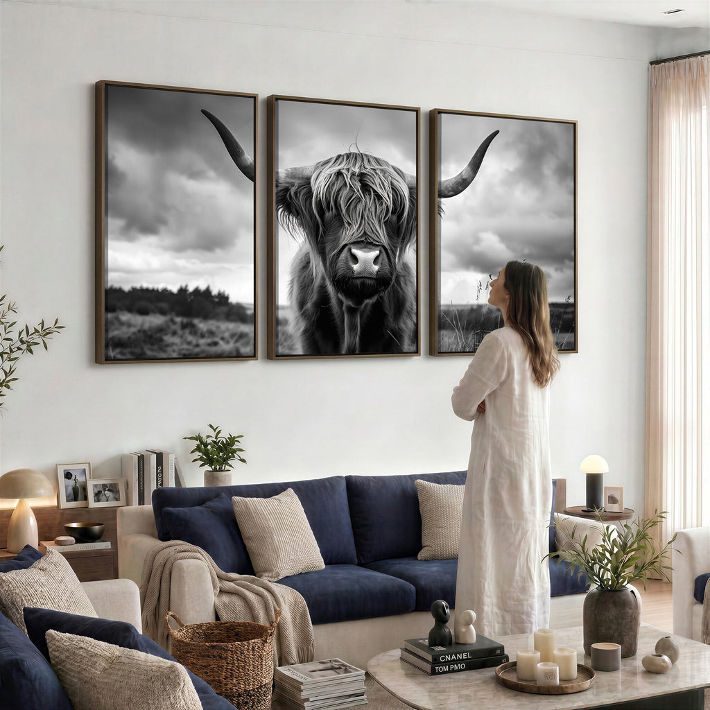 Scottish Cow Wall Art Canvas Print, Longhorn Wall Art