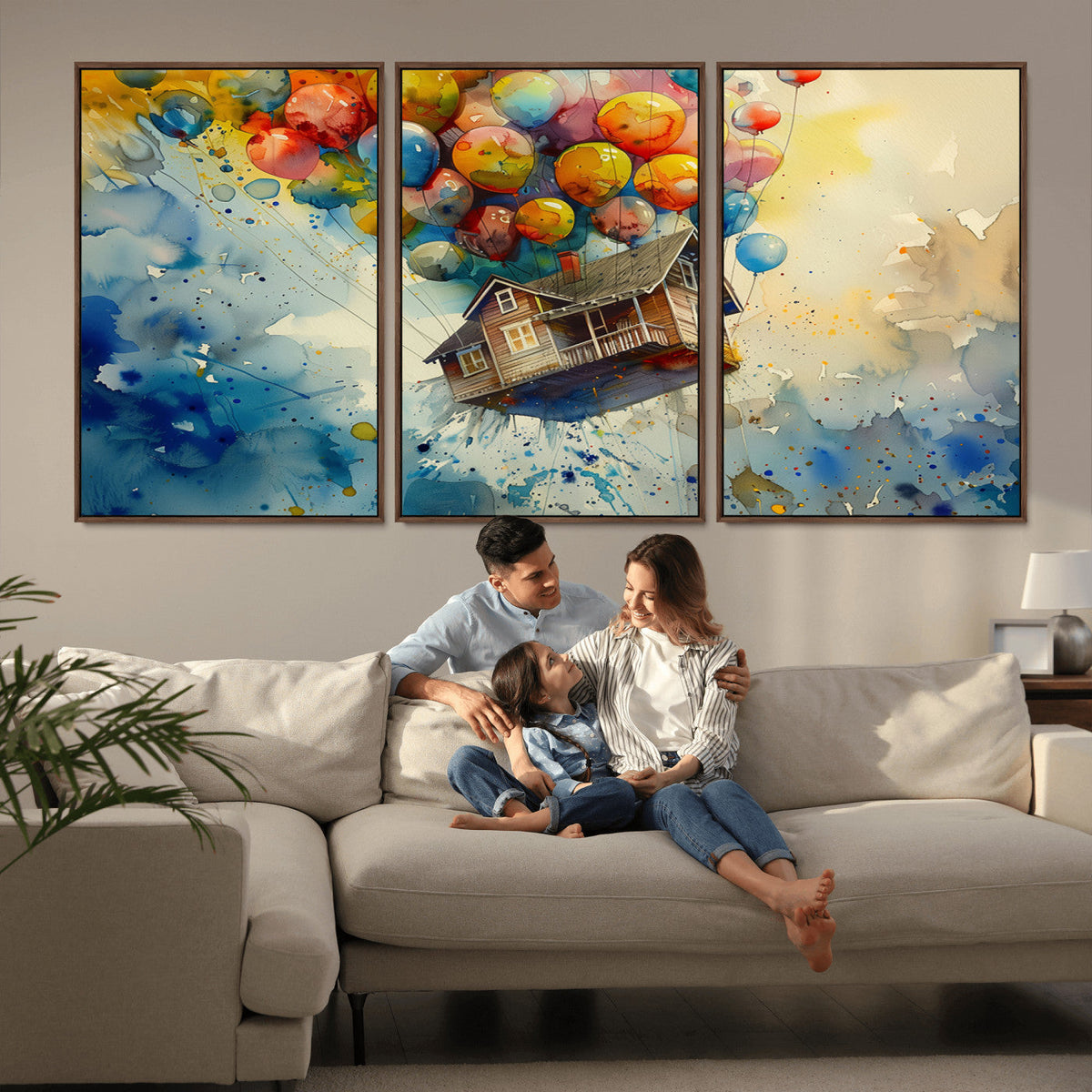 UP-Inspired Floating House with Balloons Canvas Art | Colorful Wall Decor