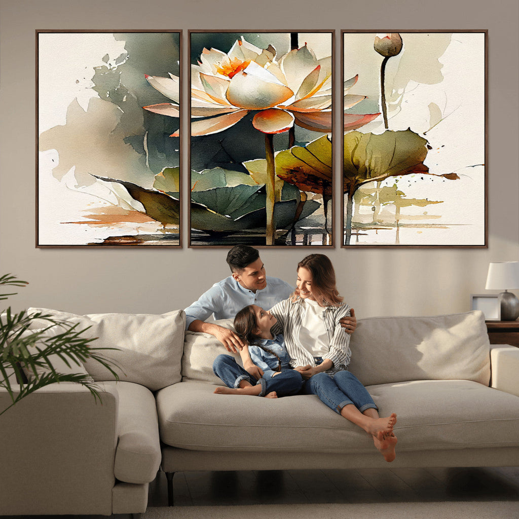 Lotus Flower Watercolor Canvas Print | A Symbol of Serenity and Growth in Soft Watercolors