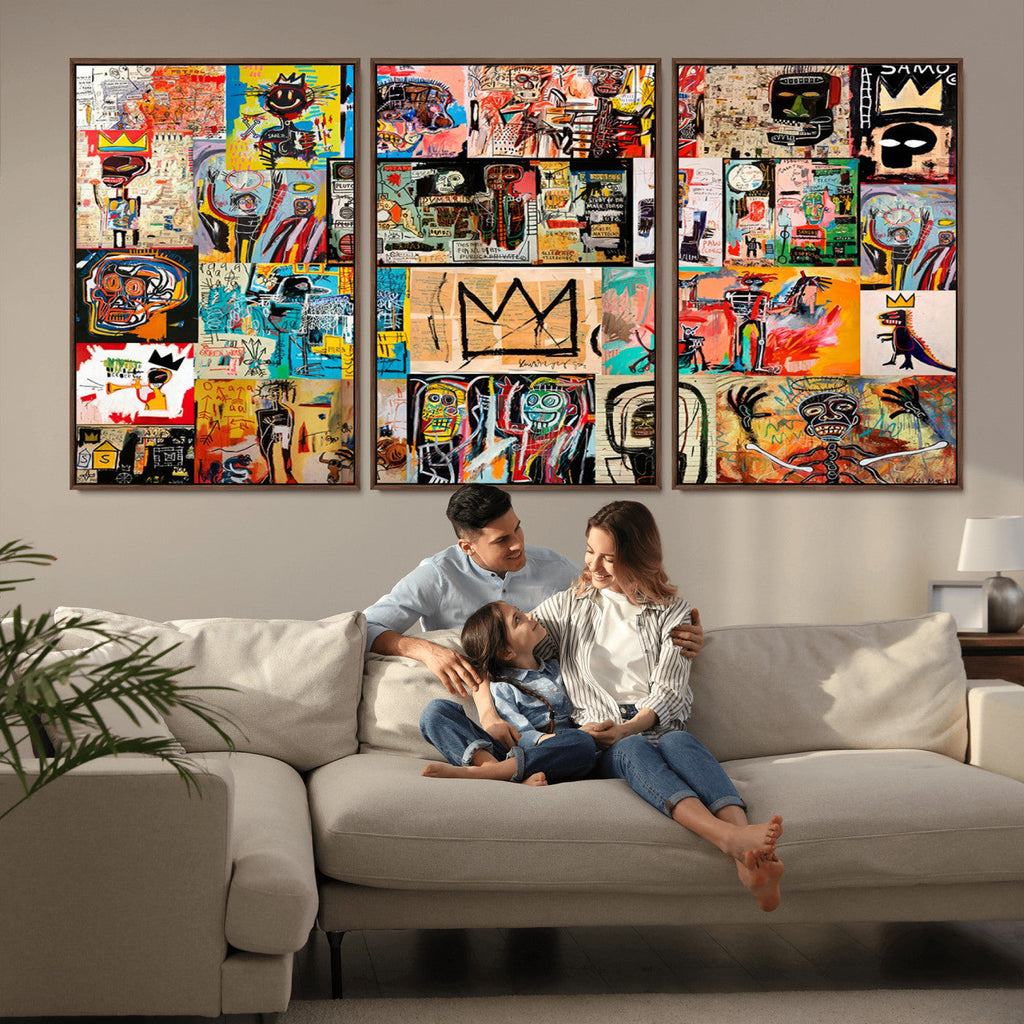 Abstract Art Collage Wall Art Canvas Print, Urban Graffiti Style