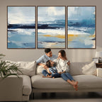 Abstract Ocean Canvas Wall Art - Coastal Blue and Gold