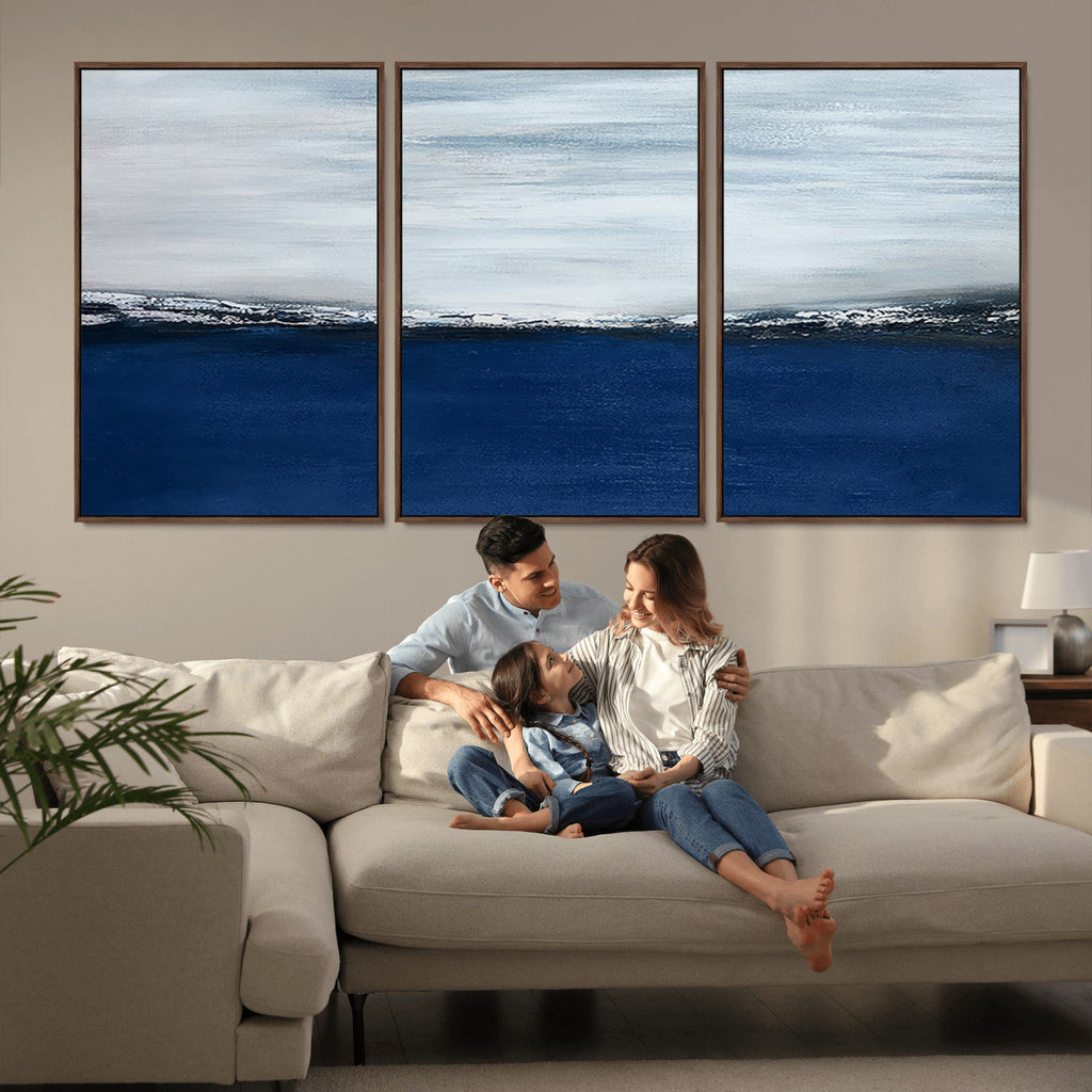 Navy Blue Abstract Wall Art Canvas Print