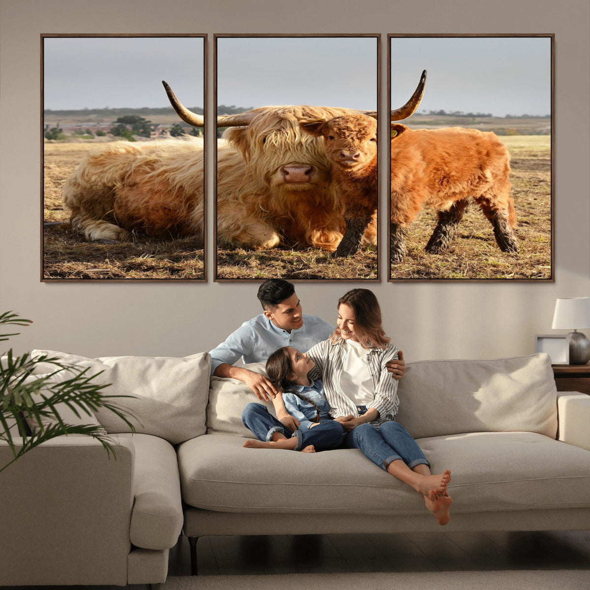 Highland Cow Canvas Wall Art Animal Print for Farm House Decor