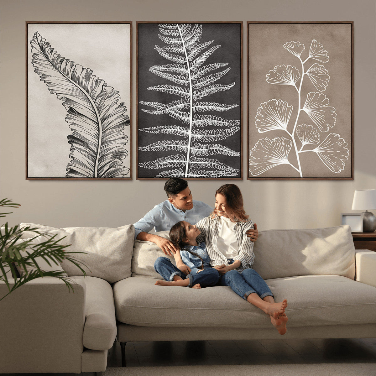 Minimalist Botanical Wall Art Canvas Print, Framed and Ready to Hang