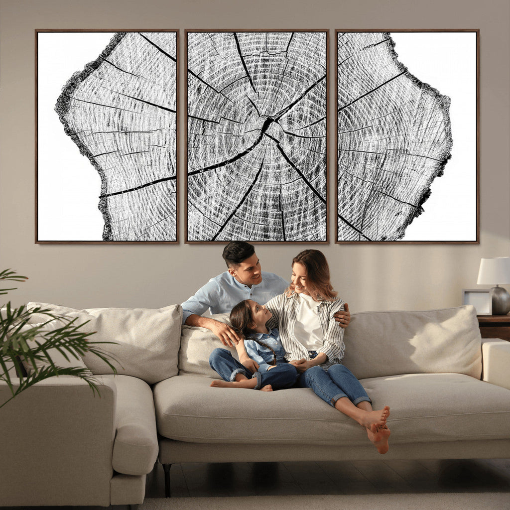 Rustic Tree Ring Wall Art Canvas Print, Framed and Ready to Hang