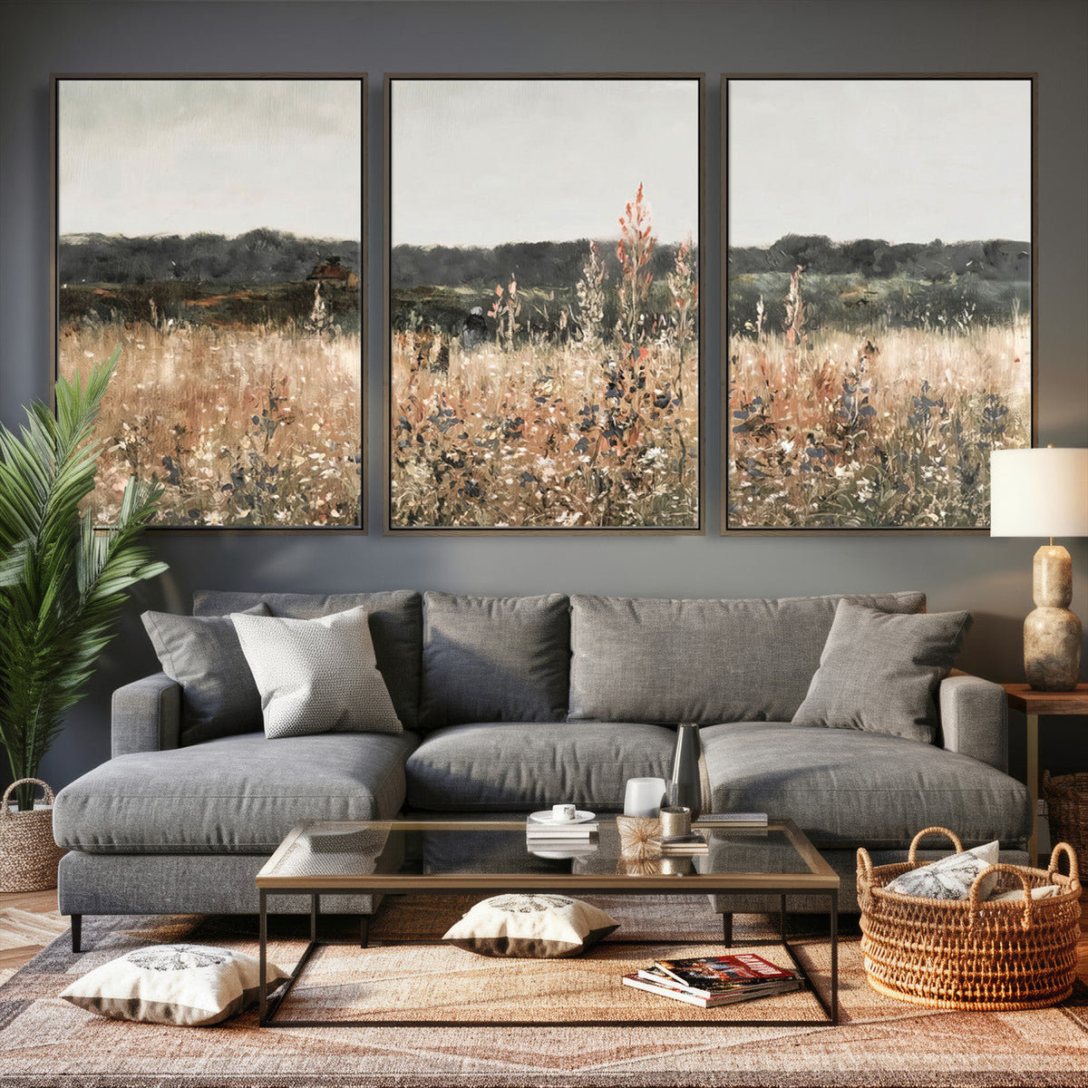 Rustic Field Landscape Wall Art Print, Giclee Canvas Wall Art