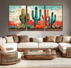 Colorful Cacti Wall Art | Framed Vibrant Succulent Canvas