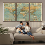 Push Pin World Map Canvas Print | Travel Tracker Wall Art for Couples