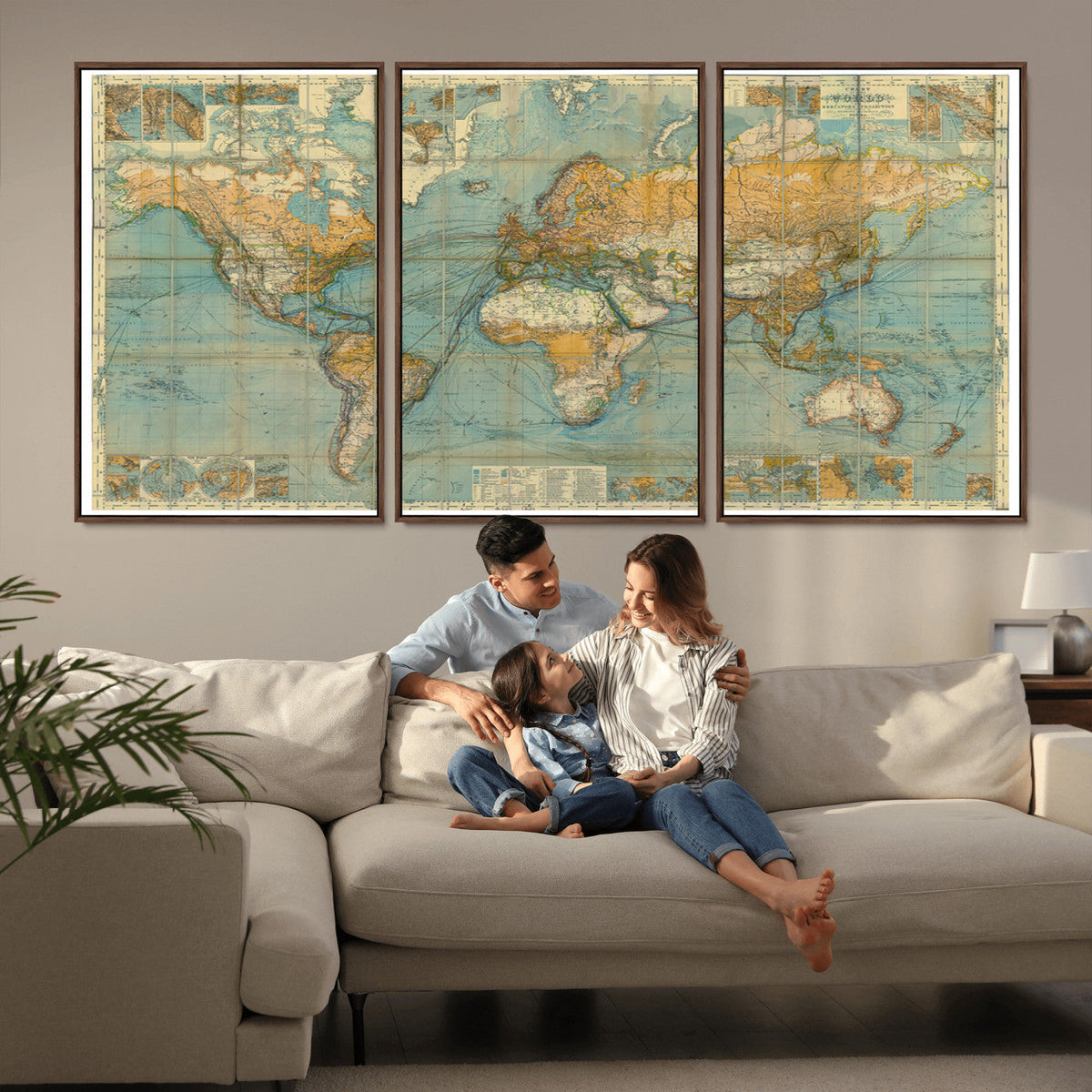 Push Pin World Map Canvas Print | Travel Tracker Wall Art for Couples