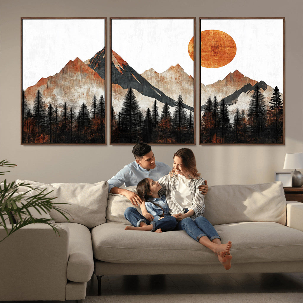 Modern Abstract Mountain Canvas Wall Art Print