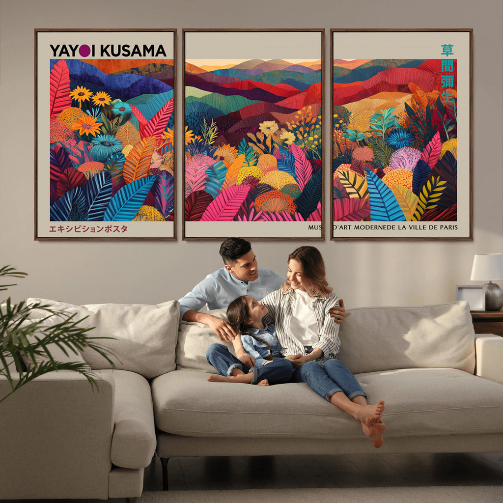 Yayoi Kusama Wall Art Canvas Print, Abstract Art, Large Framed Print, Japanese Wabi Sabi Wall Art