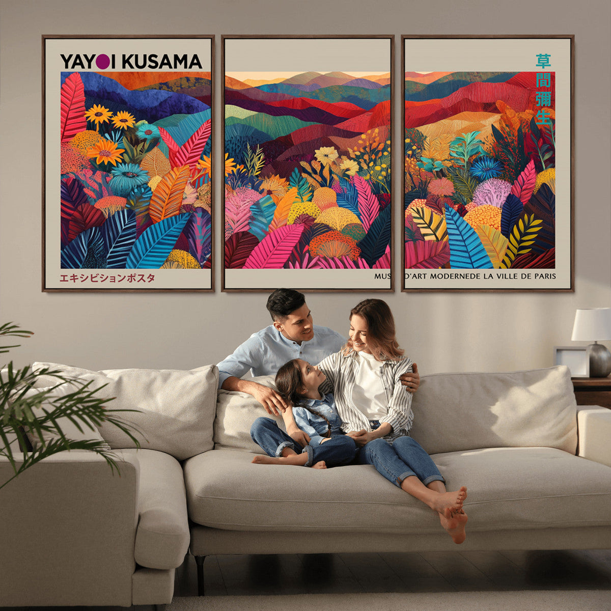 Yayoi Kusama Wall Art Canvas Print, Abstract Art, Large Framed Print, Japanese Wabi Sabi Wall Art