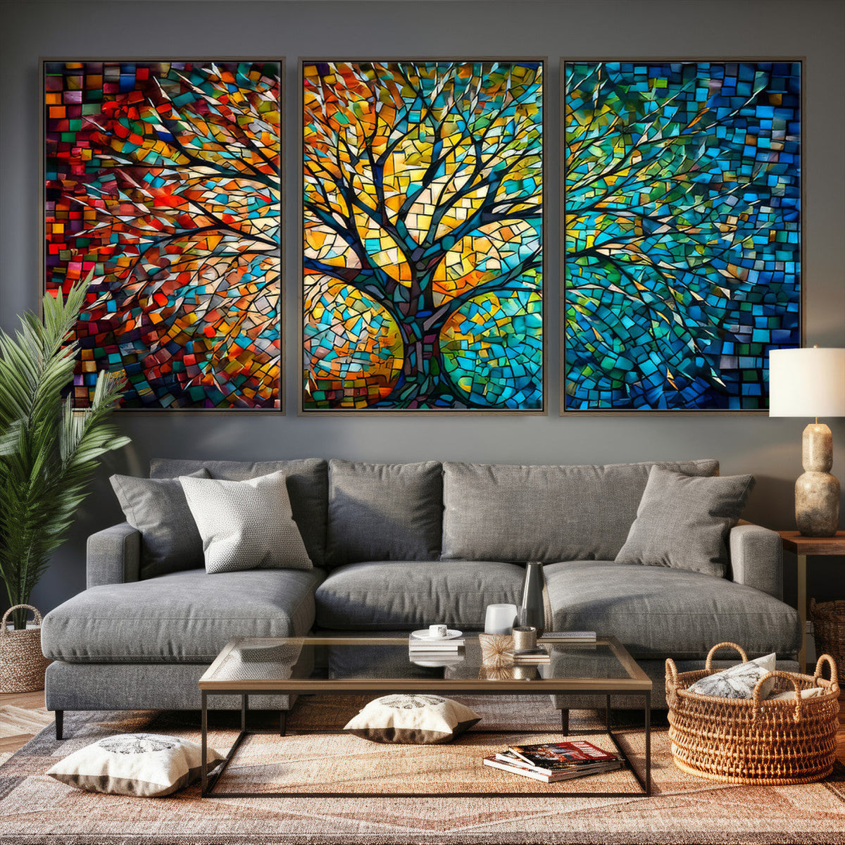 Yggdrasil Tree of Life Wall Art Print | Mosaic Style Canvas Wall Art