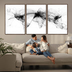 Abstract World Map Wall Art | Framed Geometric Line Canvas