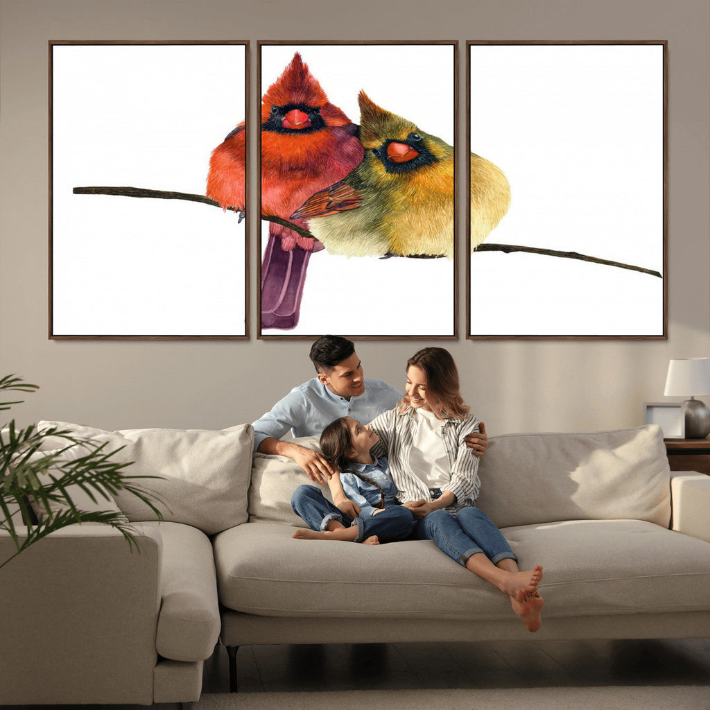 Cardinal Bird Canvas Wall Art, Male and Female Cardinal Print, Nature Inspired Bird Decor