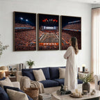 Texas Stadium Night Game Wall Art Canvas Print, Vibrant Football Fireworks Scene