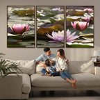 Lotus Flower Wall Art Canvas Print, Water Lily Large Wall Art for Yoga Room Decor