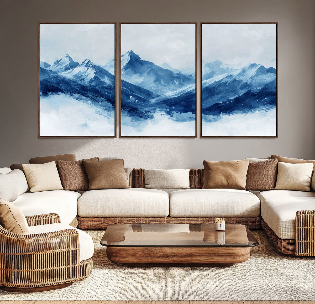 Blue Mountains Wall Art | Framed Snowy Range Canvas Artwork
