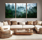 Misty Forest Wall Art Canvas Print | Framed Foggy Mountain Landscape
