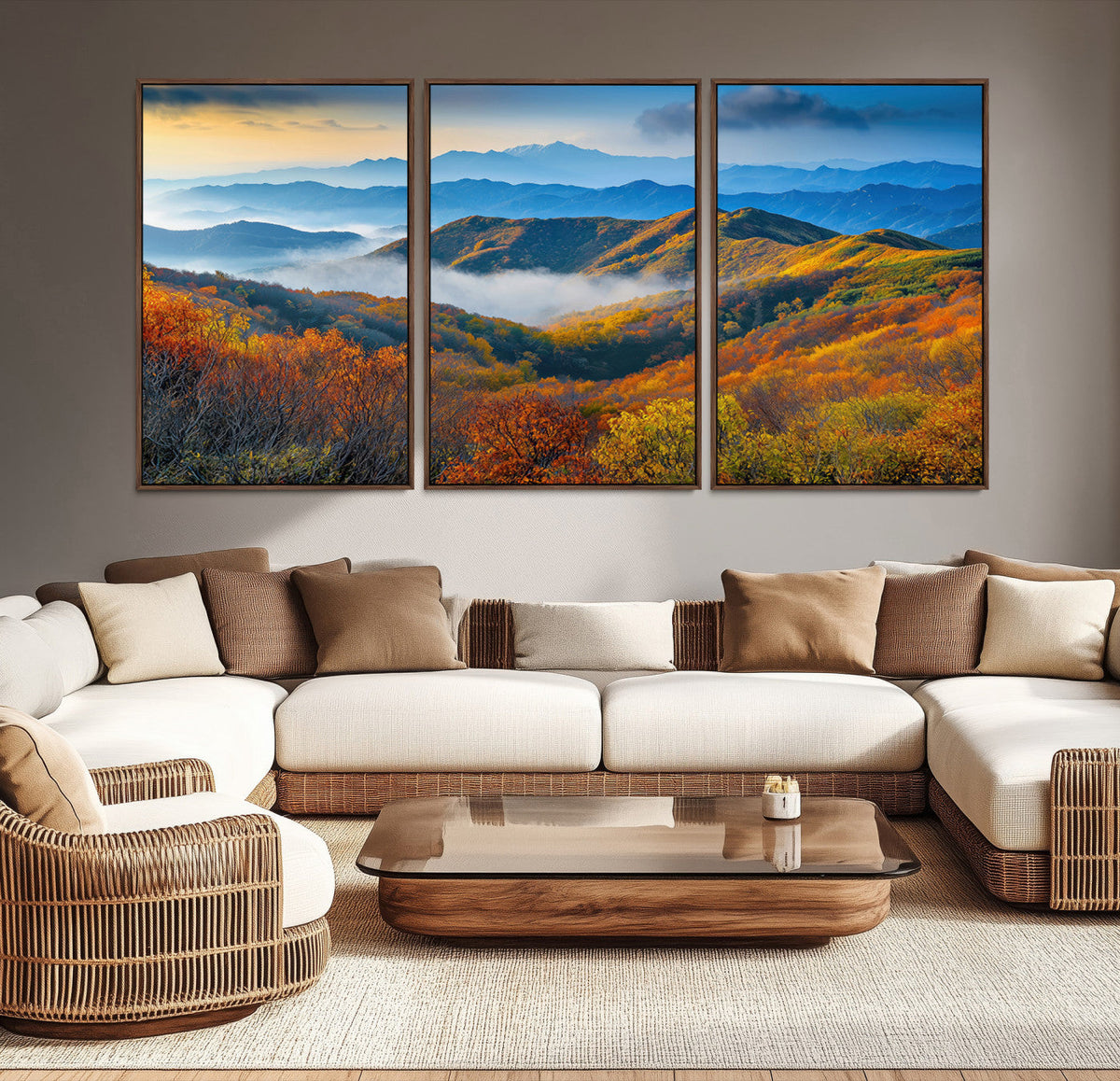 Autumn Mountains Wall Art, Vibrant Fall Foliage Landscape