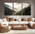 Misty Valley Wall Art Canvas Print | Foggy Forest and Pine Trees