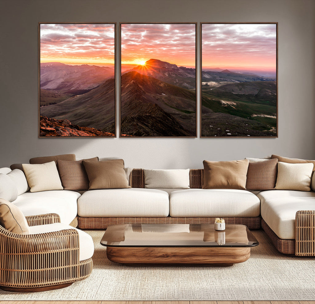 Mountain Sunrise Wall Art Canvas Print | Alpine Ridge Morning Light
