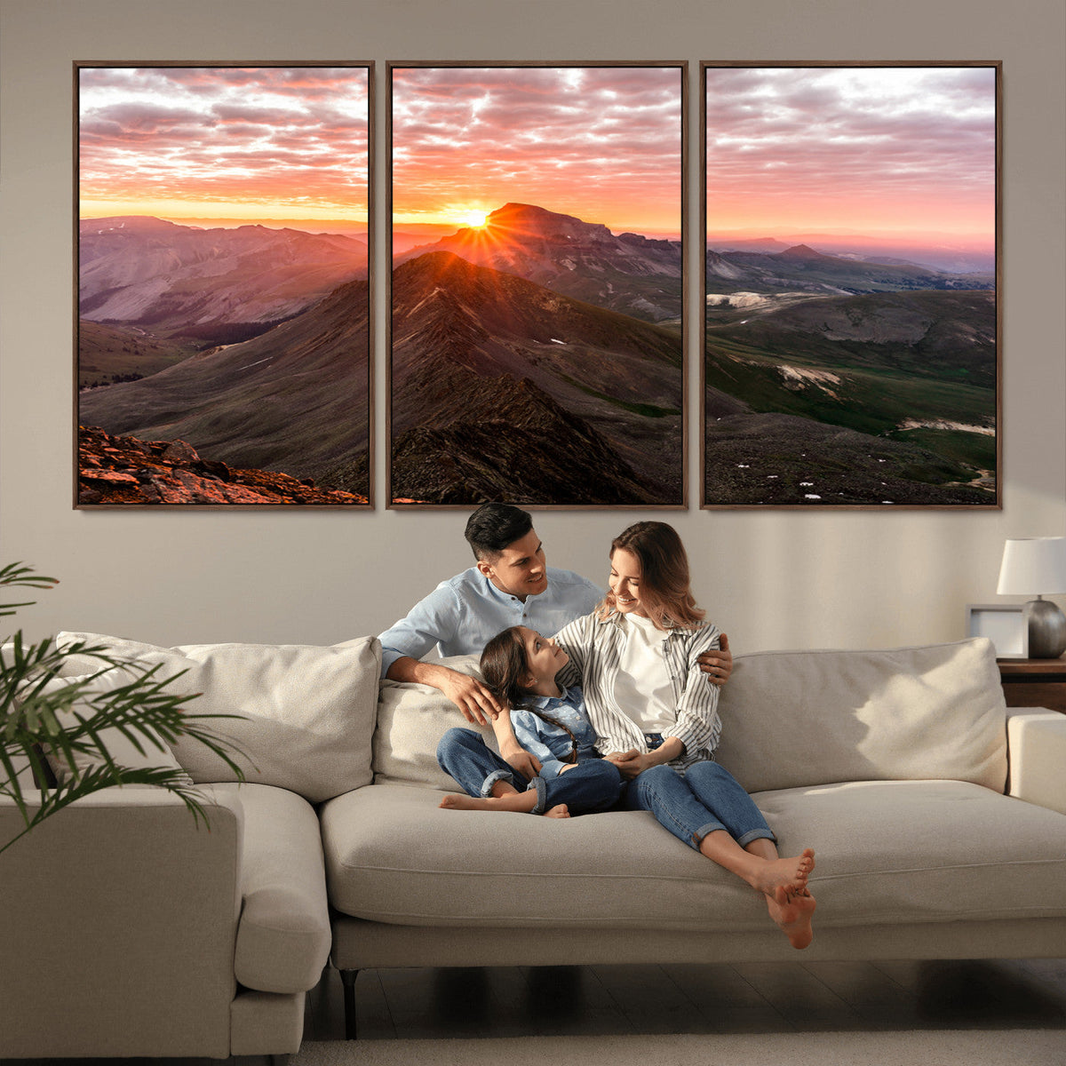 Mountain Sunrise Wall Art | Framed Alpine Ridge Canvas