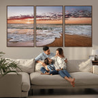 Ocean Sunset Wall Art Canvas Print | Sandy Shore and Gentle Waves