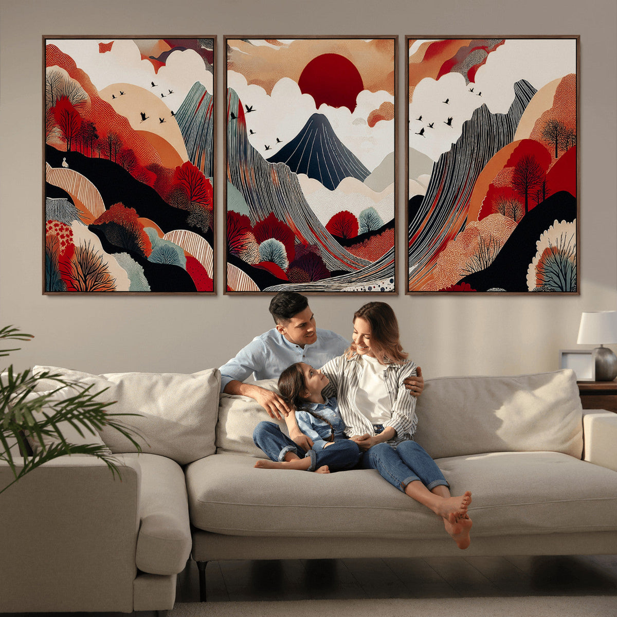 Abstract Mountain Wall Art Canvas Print | Vibrant Stylized Landscape