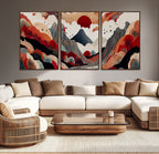 Abstract Mountain Wall Art | Framed Vibrant Landscape Canvas