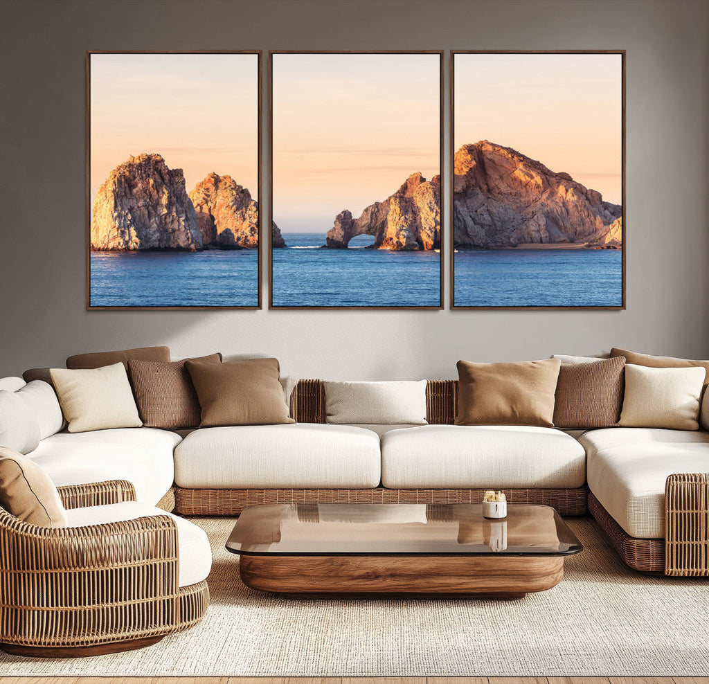 El Arco Wall Art Canvas Print, Framed Cabo San Lucas Ocean Arch Coastal Art
