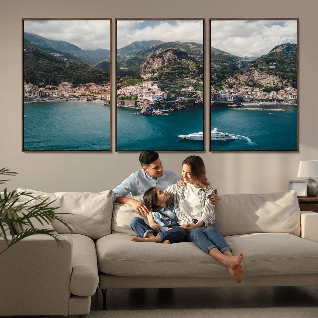 Amalfi Coast Wall Art | Framed Italian Seaside Canvas
