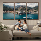 Amalfi Coast Wall Art | Framed Italian Seaside Canvas