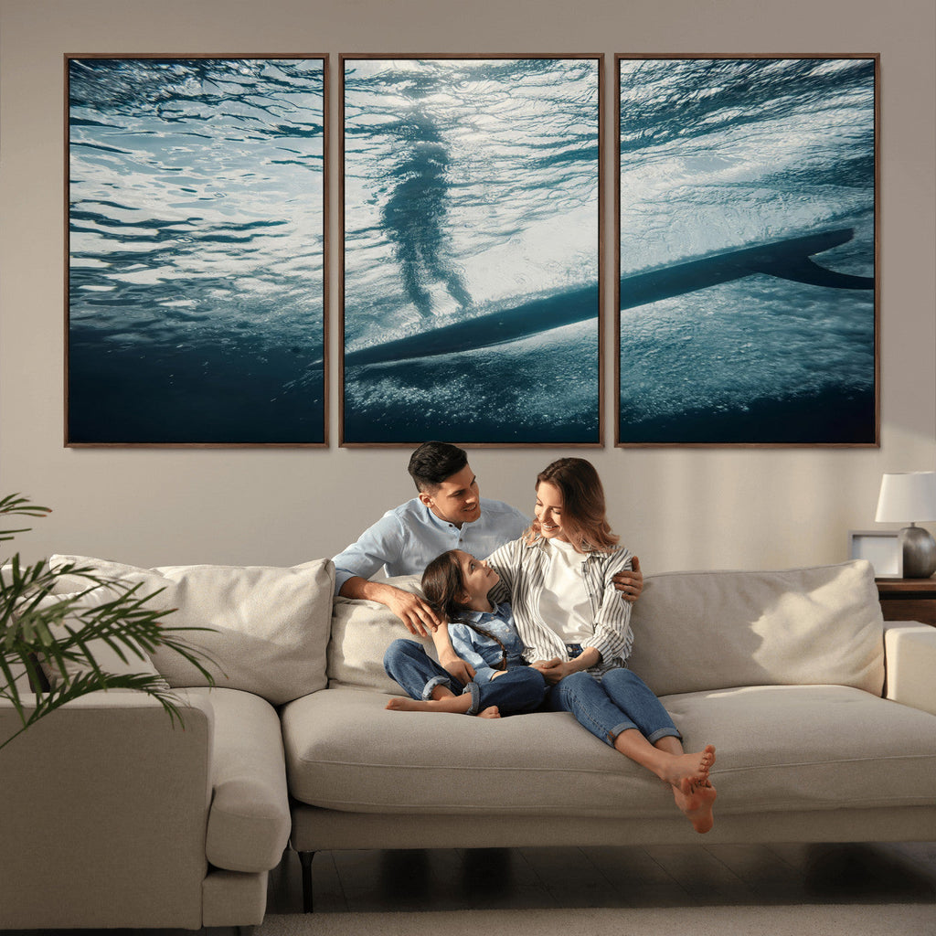 Underwater Surf Wall Art | Framed Ocean Wave Canvas Artwork